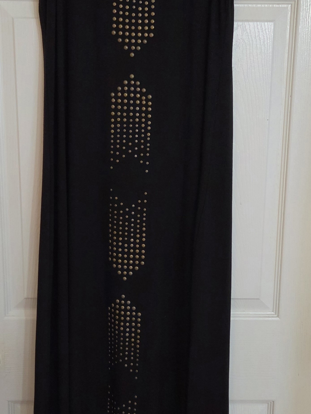 Karen Kane Black Maxi Dress with Gold Stud Detail